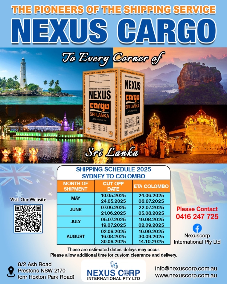 Shipment shedule from May - Nexuscorp International Pty Ltd